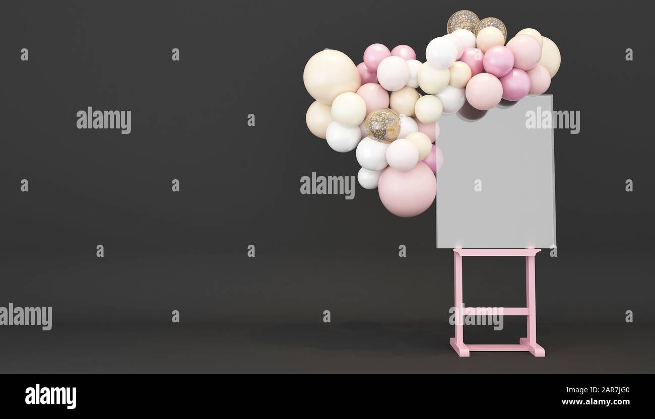 3d di rendere di compleanno e decorazione di nozze Foto Stock