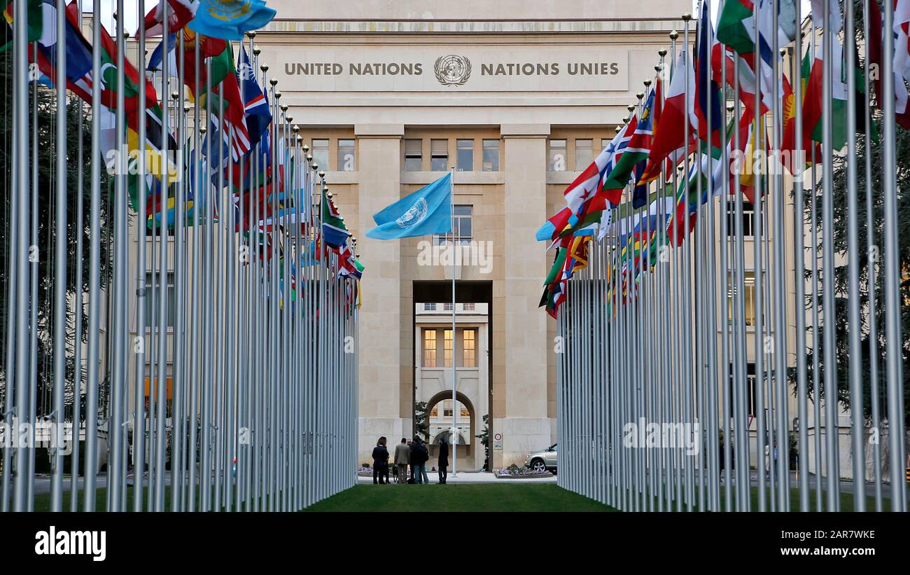 Il Palazzo delle Nazioni è sede dell'Ufficio delle Nazioni Unite di Ginevra, situato a Ginevra, Svizzera. Fu costruito tra il 1929 e il 1938 per servire Foto Stock