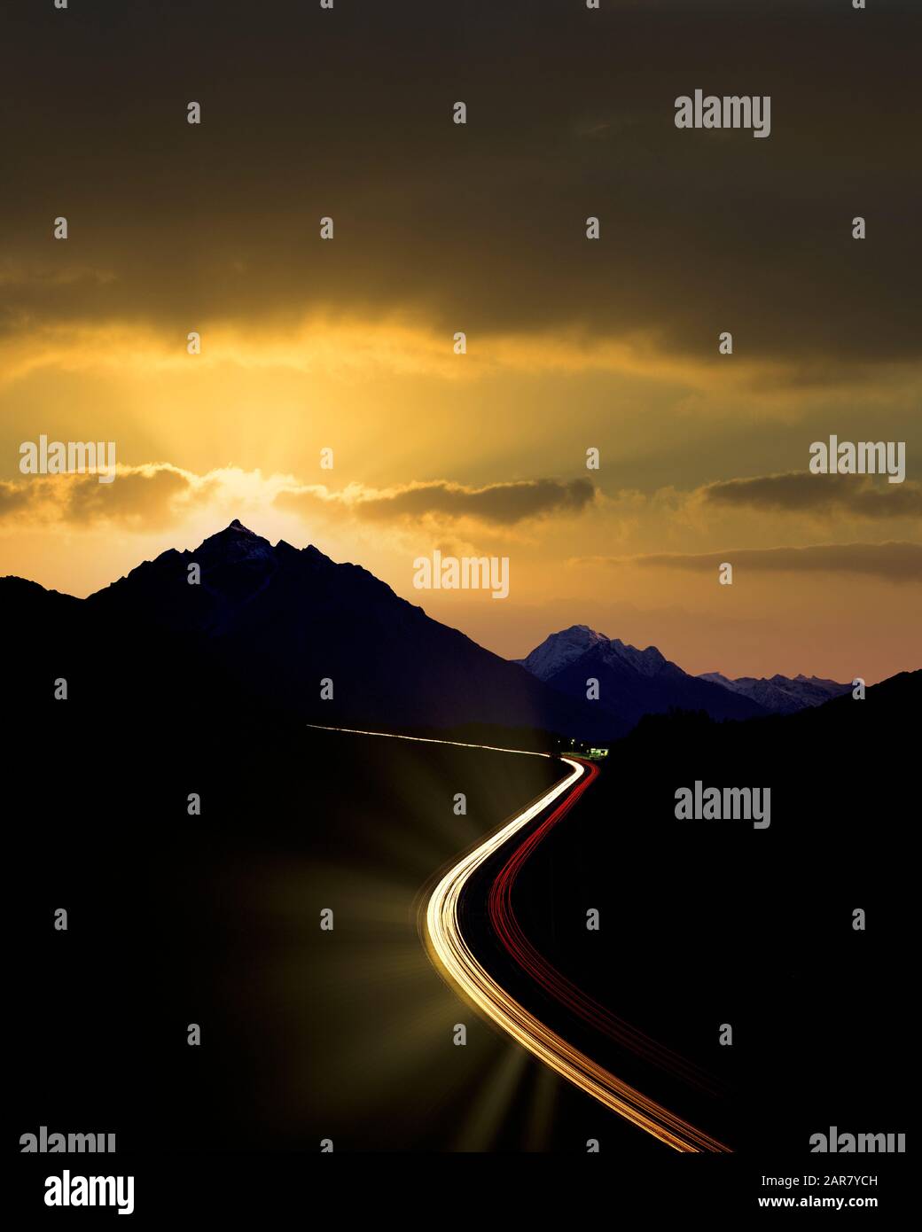 A - TIROLO: Autostrada del Brennero alla fine della giornata Foto Stock