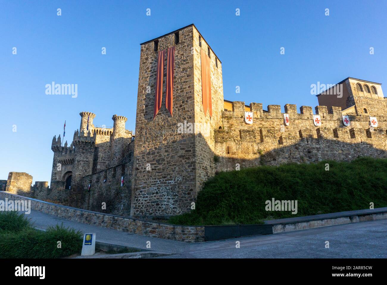 Castillo de los Templarios, Cavalieri Templari castel, Ponferrada, Spagna Foto Stock