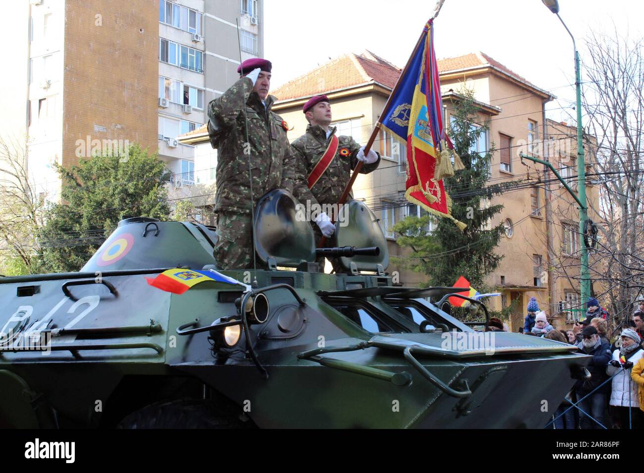 Timisoara, Timis / Romania - 1st dicembre 2019: Festa nazionale della Romania, capo della parata militare Foto Stock