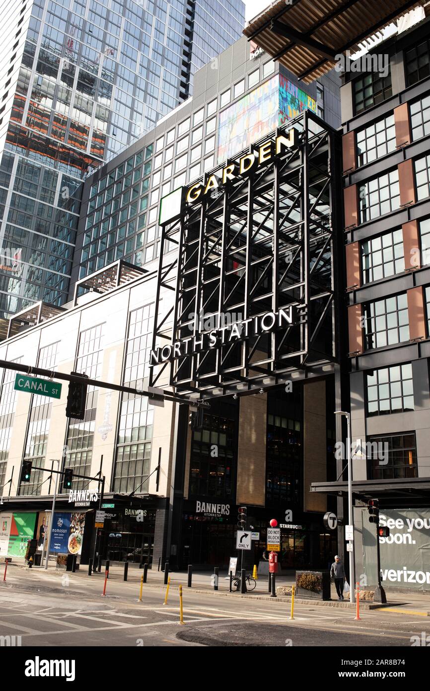 L'entrata della stazione Nord al TD Bank North Garden su Canal Street a downton Boston, Massachusetts, Stati Uniti. Foto Stock