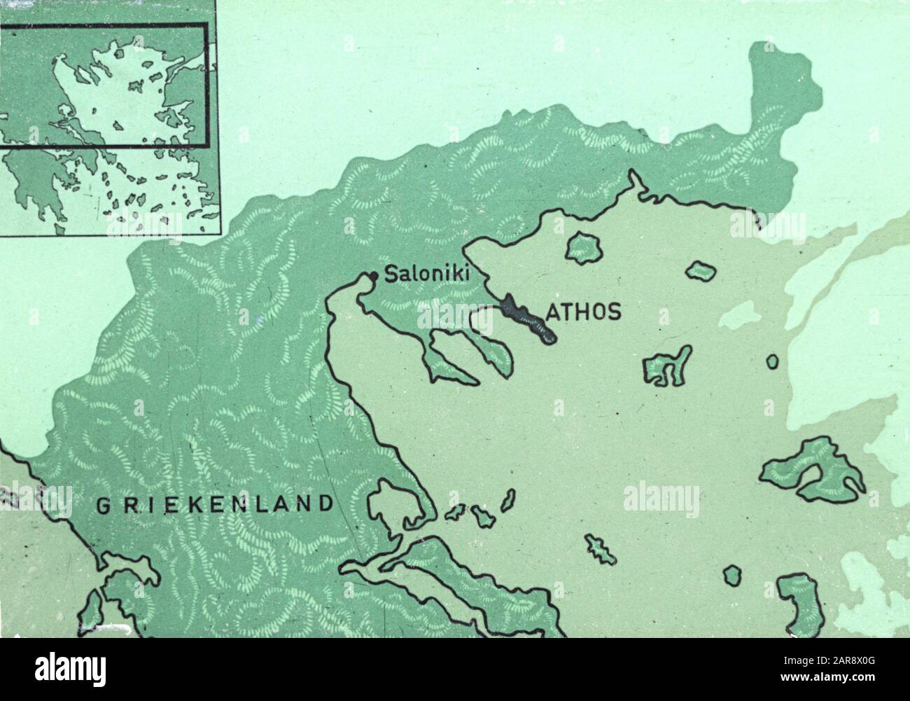 Grecia Mappa topografica di parte della Grecia Data: 1 gennaio 1930 Località: Grecia Parole Chiave: Mappe Foto Stock