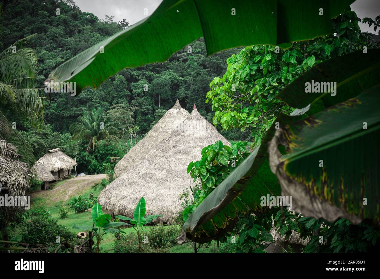 Embera Village Panama. Spedizione autentica per gli ospiti sulla nave da crociera. Escursione da Colon. Foto Stock