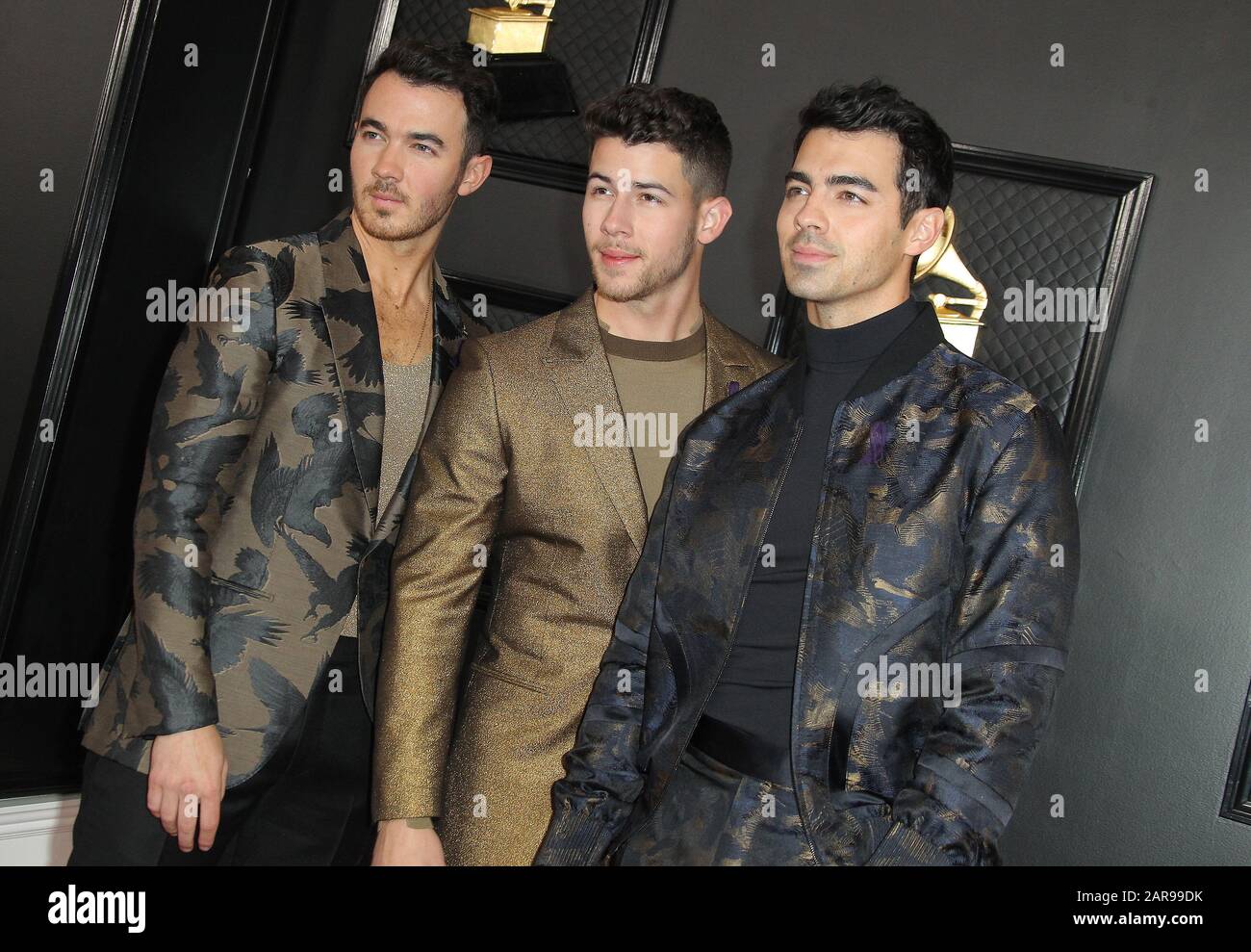 Los Angeles, Stati Uniti. 26th gennaio 2020. Kevin Jonas, Nick Jonas, Joe Jonas, Jonas Brothers. 62nd Premi annuali GRAMMY tenuti presso Staples Center. Photo Credit: AdMedia /MediaPunch Credit: MediaPunch Inc/Alamy Live News Foto Stock