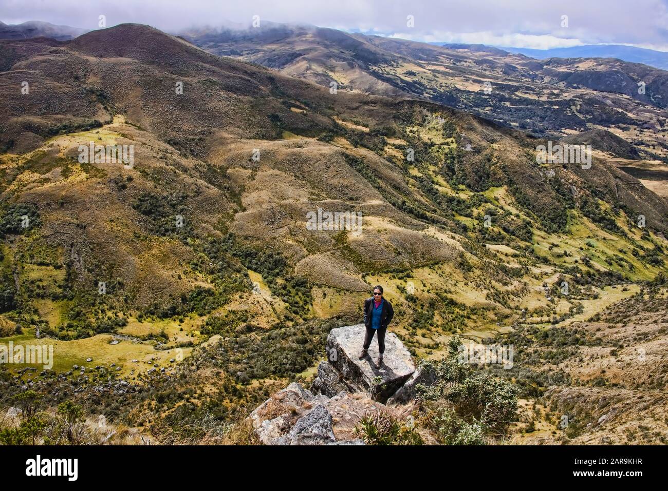 Trekker al Monguí de Oceta Trek, Páramo, Boyaca, Colombia Foto Stock