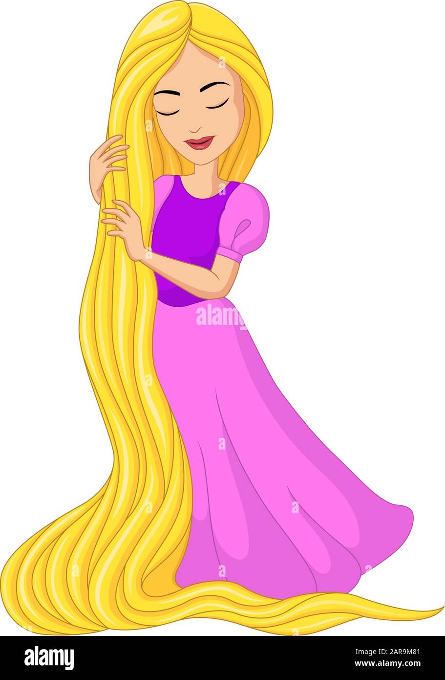 Cartoon principessa rapunzel con capelli lunghi Immagine e Vettoriale -  Alamy