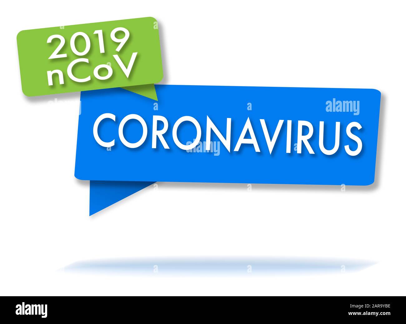 Coronavirus in due bubblesgreen e blu Foto Stock
