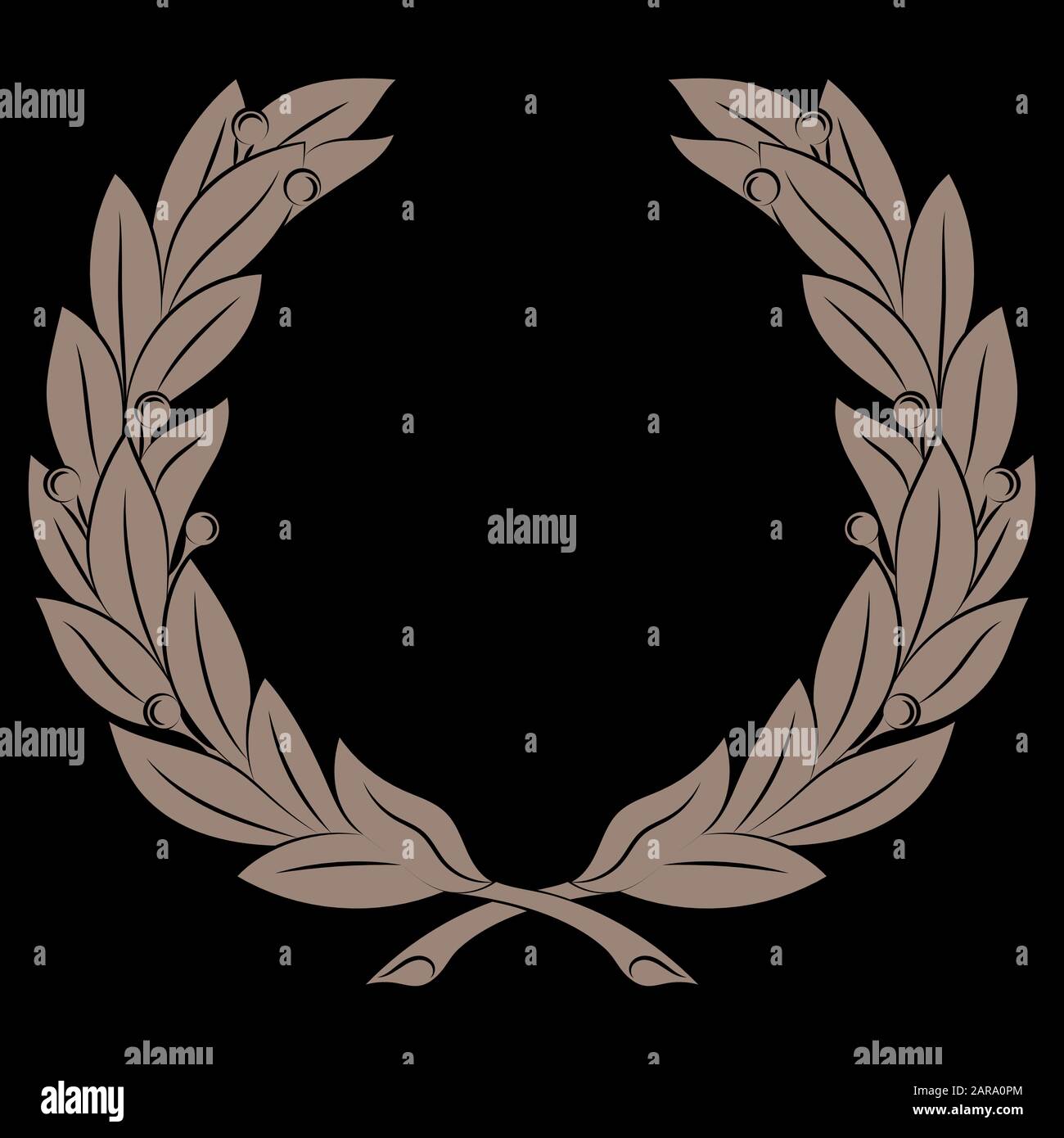 Corona di rami Laurel, illustrazione d'epoca, Rami di olive, Laurel Wreath simbolo di vittoria Illustrazione Vettoriale