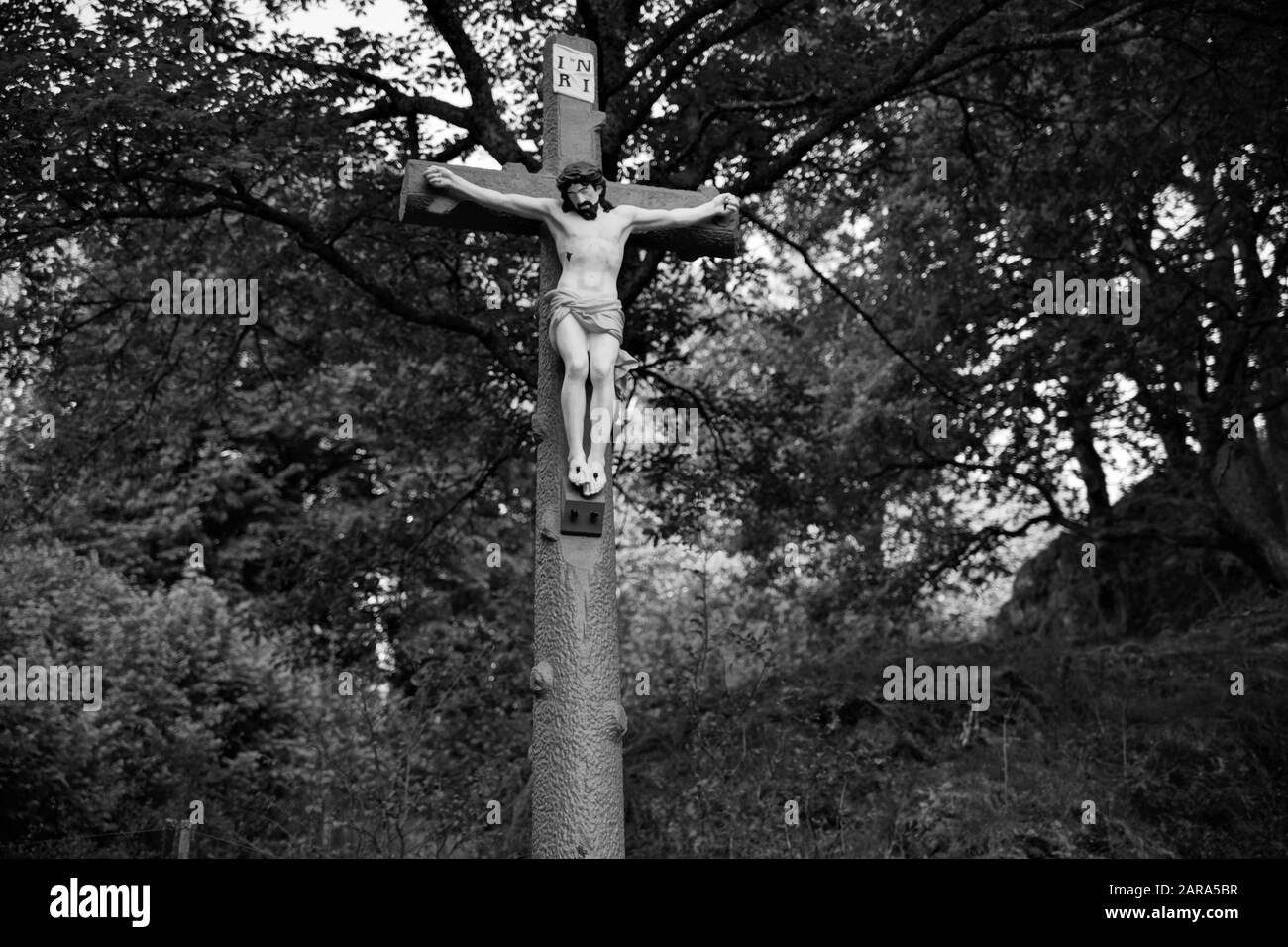 Gesù Cristo Croce, Storkensohn, Alto Reno, Grand Est, Francia, Europa Foto Stock