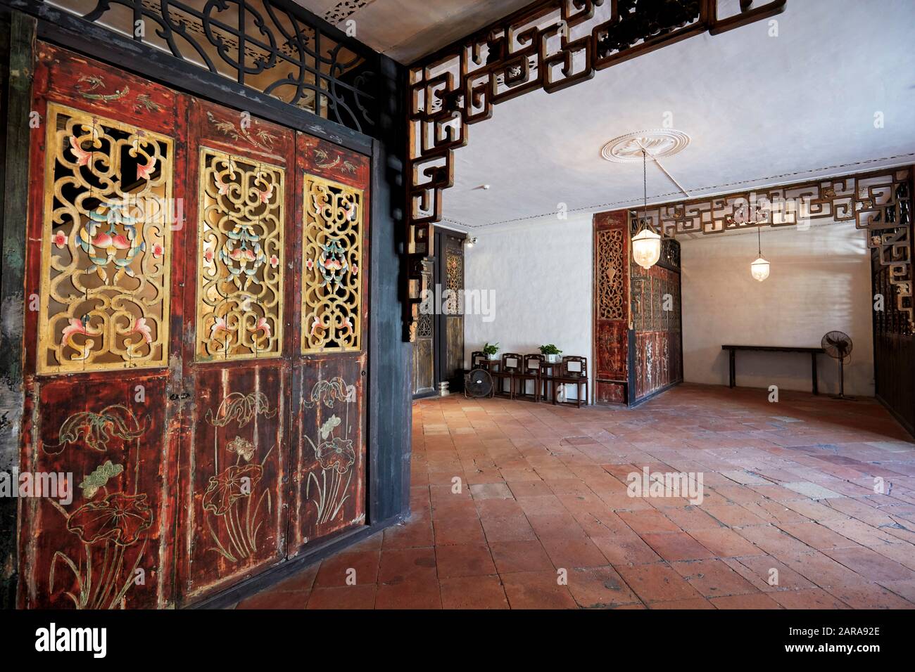 Vista interna della Casa Mandarina (Casa da Cheang), casa di famiglia Zheng Guanying (1842-1921). Macao, Cina. Foto Stock