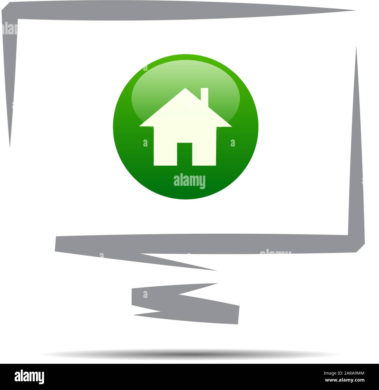 Computer con firma vettoriale, casa Illustrazione Vettoriale