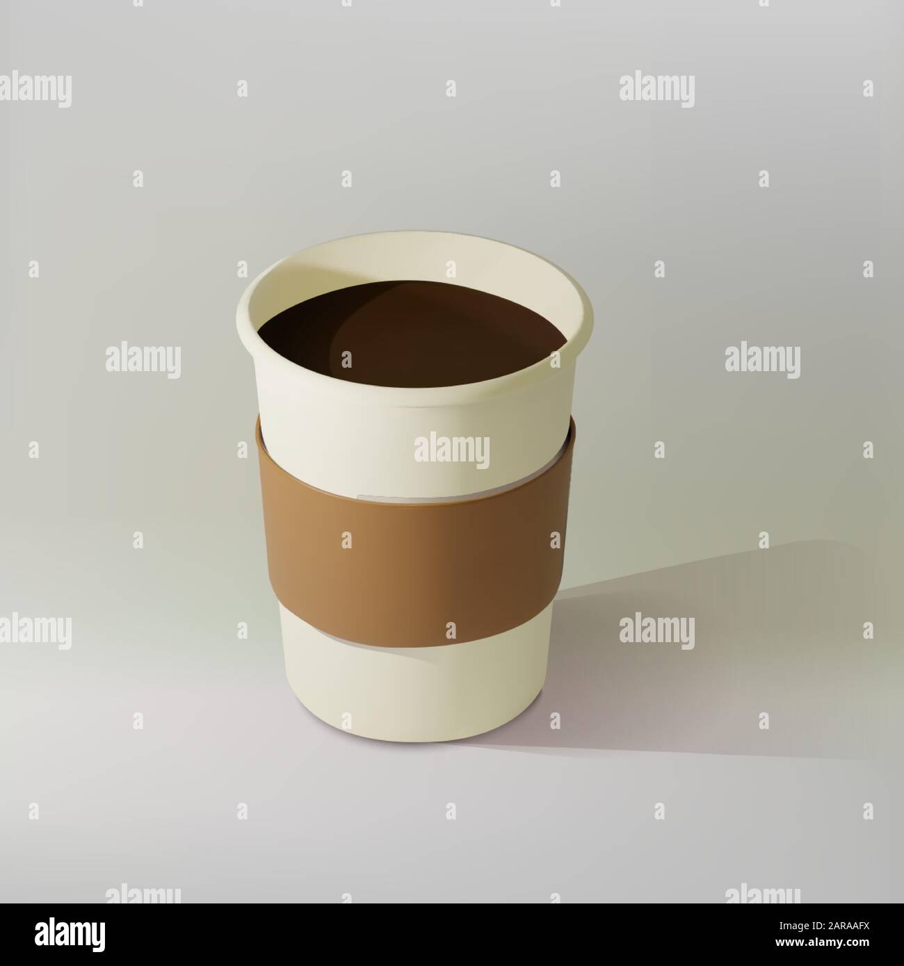 Carta realistico tazza di caffè. Mockup isometrica, tazze da caffè. Bicchiere monouso per bevande. Modello per prodotti, banner web e volantini. Vettore Illustrazione Vettoriale