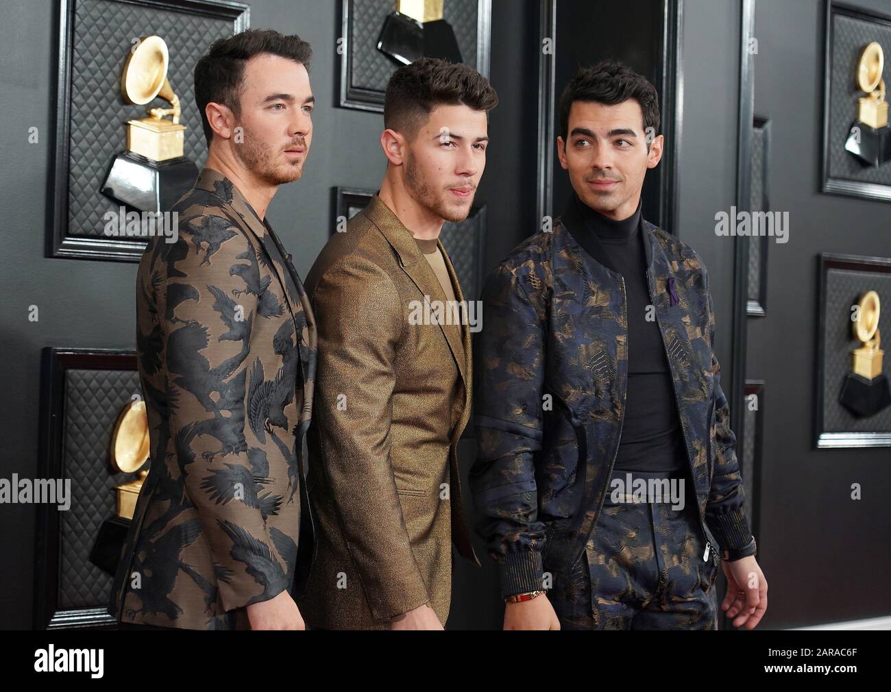 26 Gennaio 2020 - Los Angeles, California - Kevin Jonas, Nick Jonas, Joe Jonas, Jonas Brothers. 62nd Premi annuali GRAMMY tenuti presso Staples Center. (Credit Image: © AdMedia via ZUMA Wire) Foto Stock