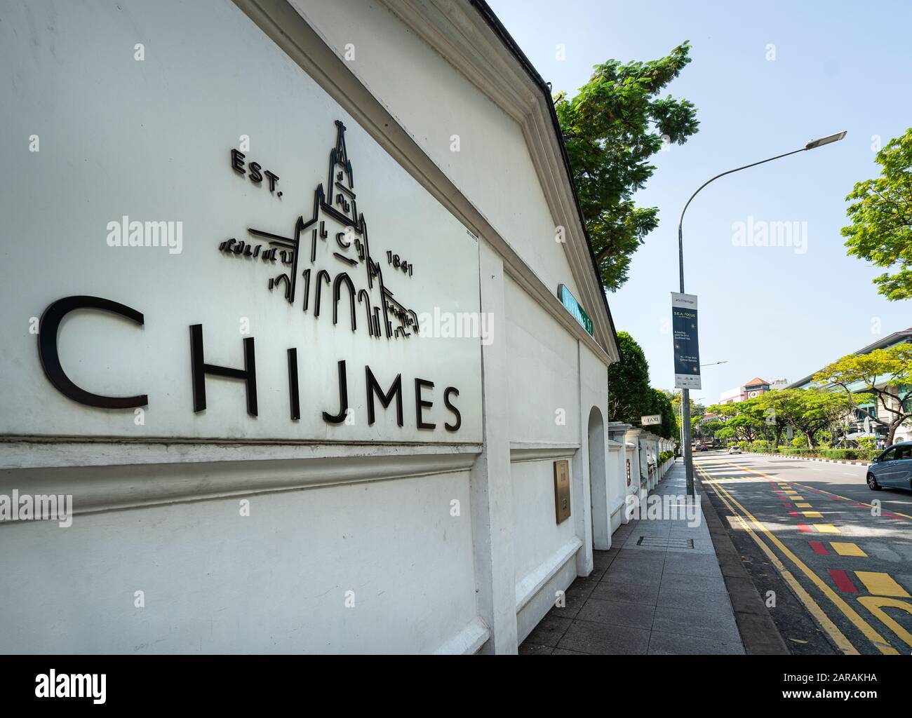 Singapore. Gennaio 2020. CHIJMES è un edificio storico a Singapore, che ha iniziato la vita come un convento cattolico conosciuto come il Convento del Hol Foto Stock