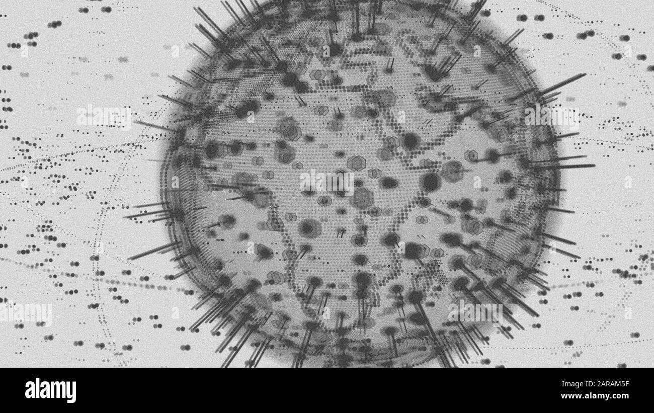 Virtual Globe futuristico Terra ologramma digitale pianeta movimento sfondo. Rendering 3D Foto Stock