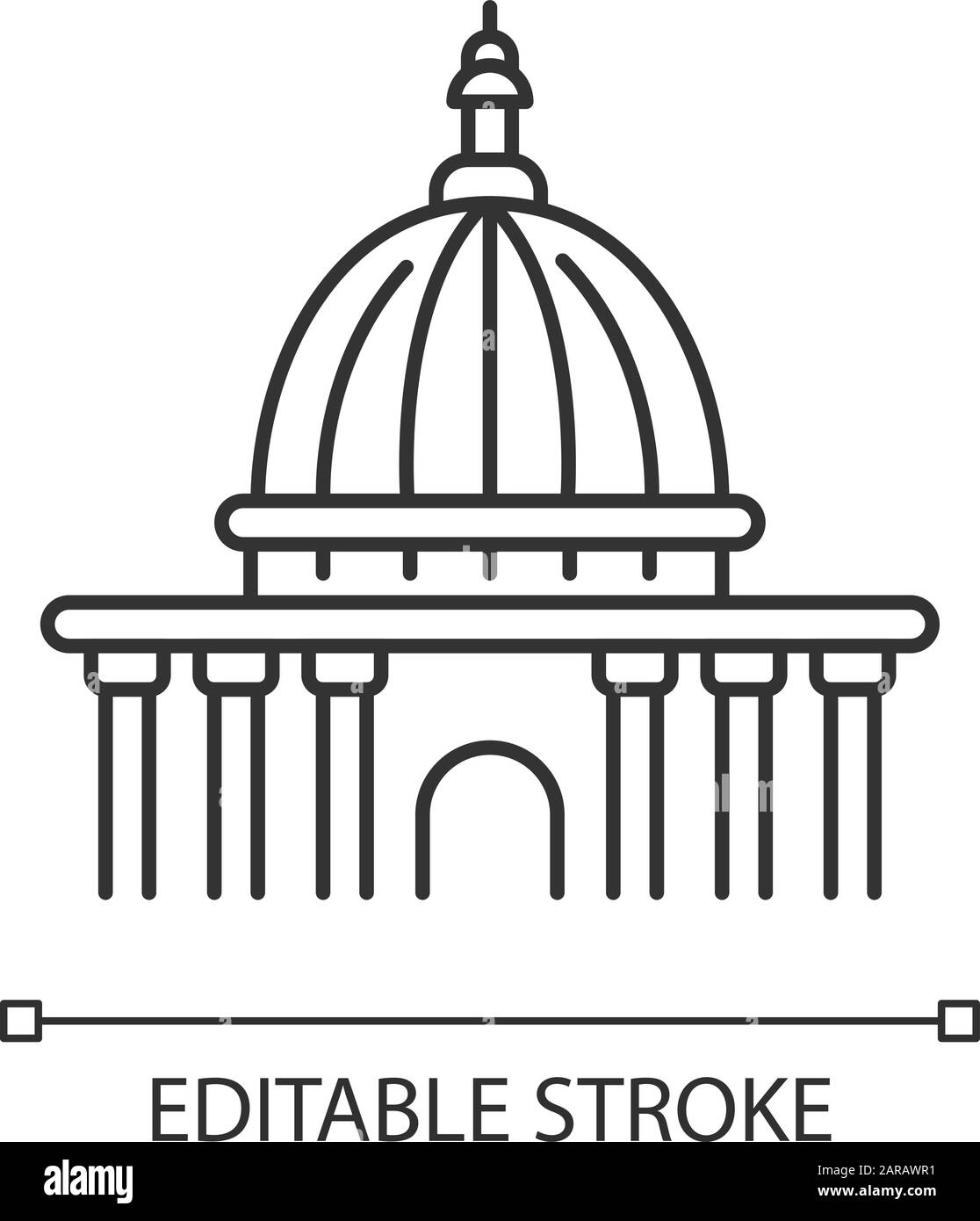 Icona lineare perfetta pixel Supreme Court. Istituzione giudiziaria. Ente governativo. Courthouse. Illustrazione personalizzabile a linee sottili. Simbolo del contorno. Vec Illustrazione Vettoriale