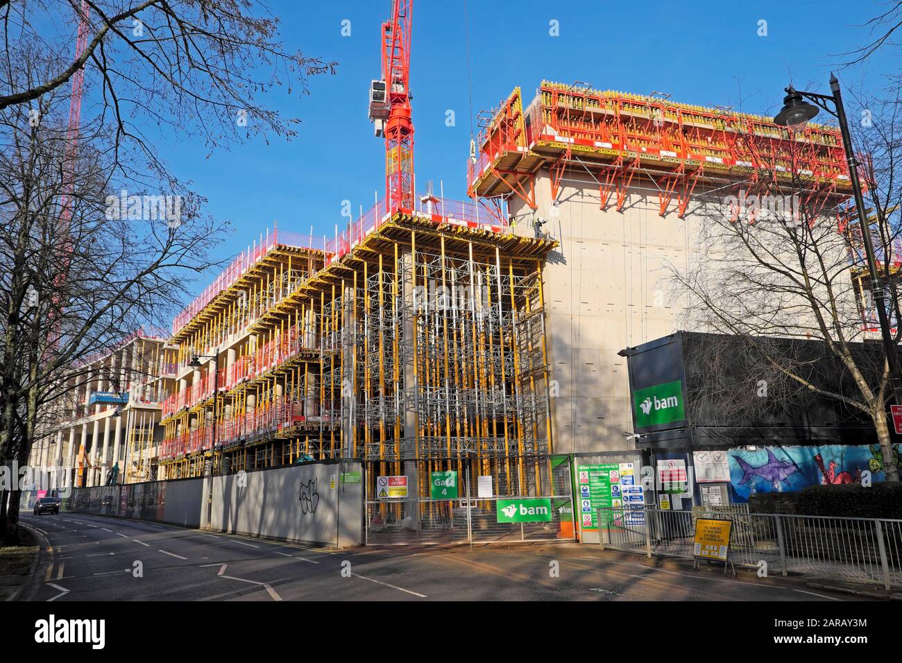 Cardiff University Centre for Student Life Under Construction vista esterna a Cardiff City Wales UK KATHY DEWITT Foto Stock