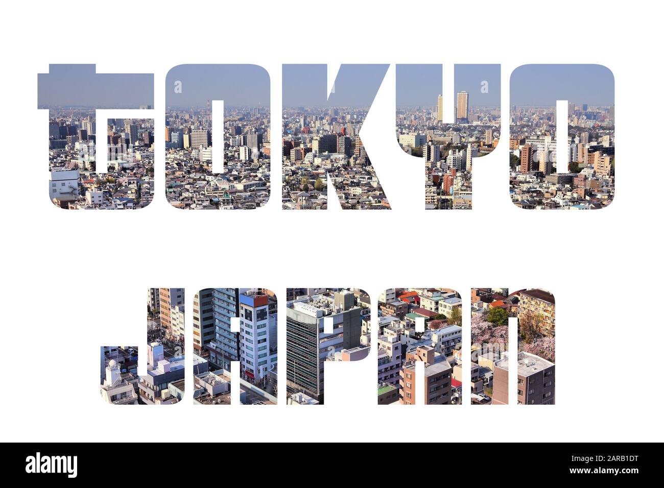 Testo della parola di Tokyo - segno di viaggio della città del Giappone. Foto Stock