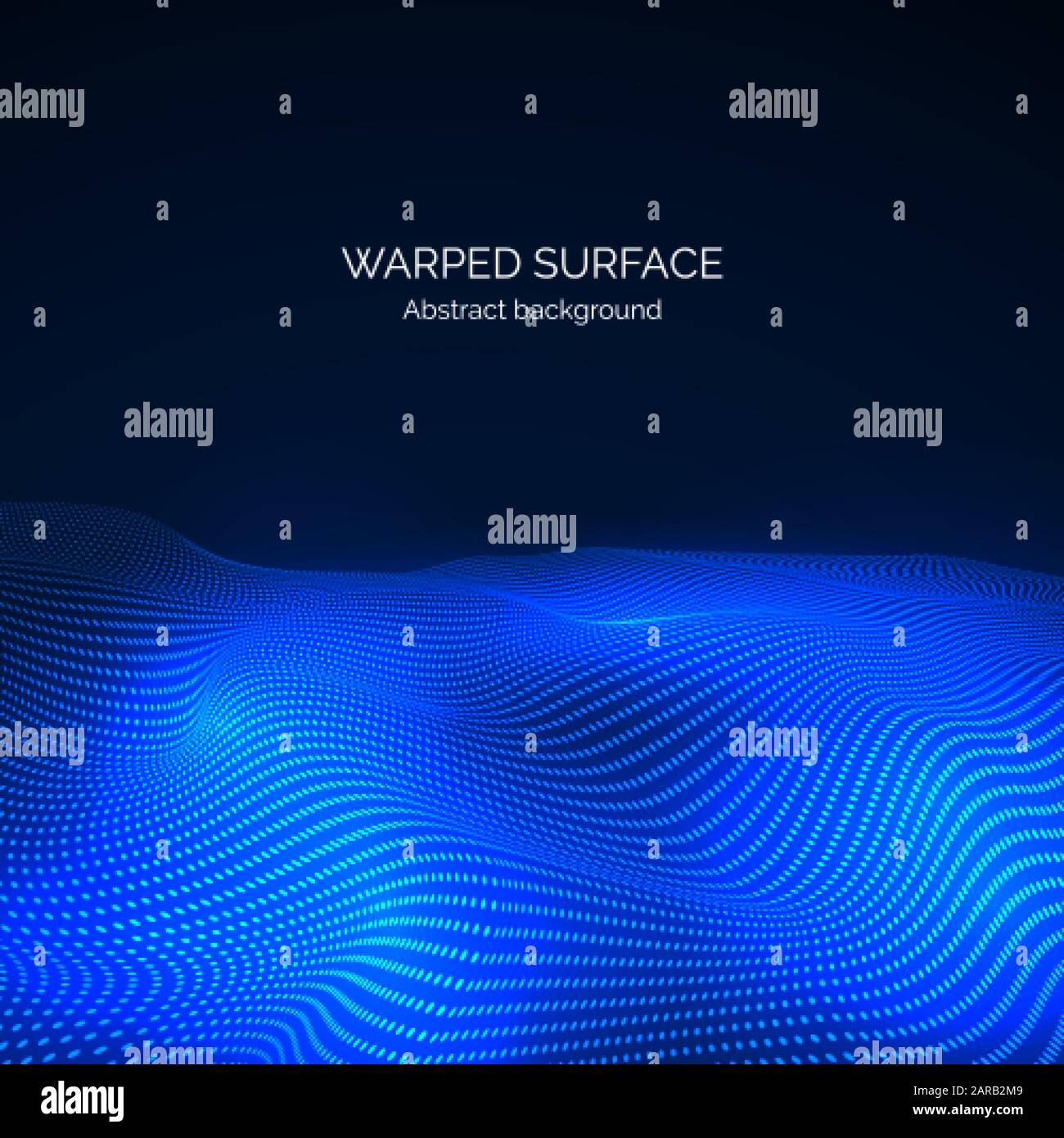 Tecnologia paesaggio futuristico. Onda digitale astratta di particelle. Superficie dell'onda digitale. Flusso di dati. Vettore Illustrazione Vettoriale