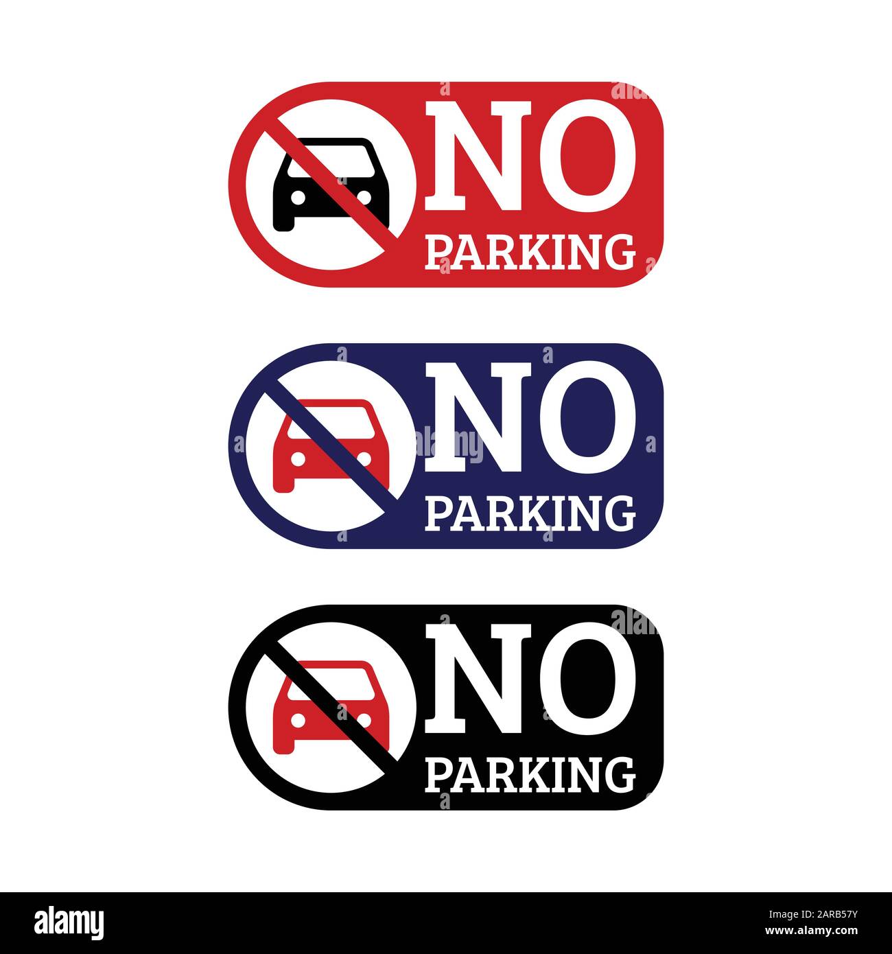 Nessuna icona del segno di parcheggio in più colori su sfondo bianco, Illustrazione Vettoriale