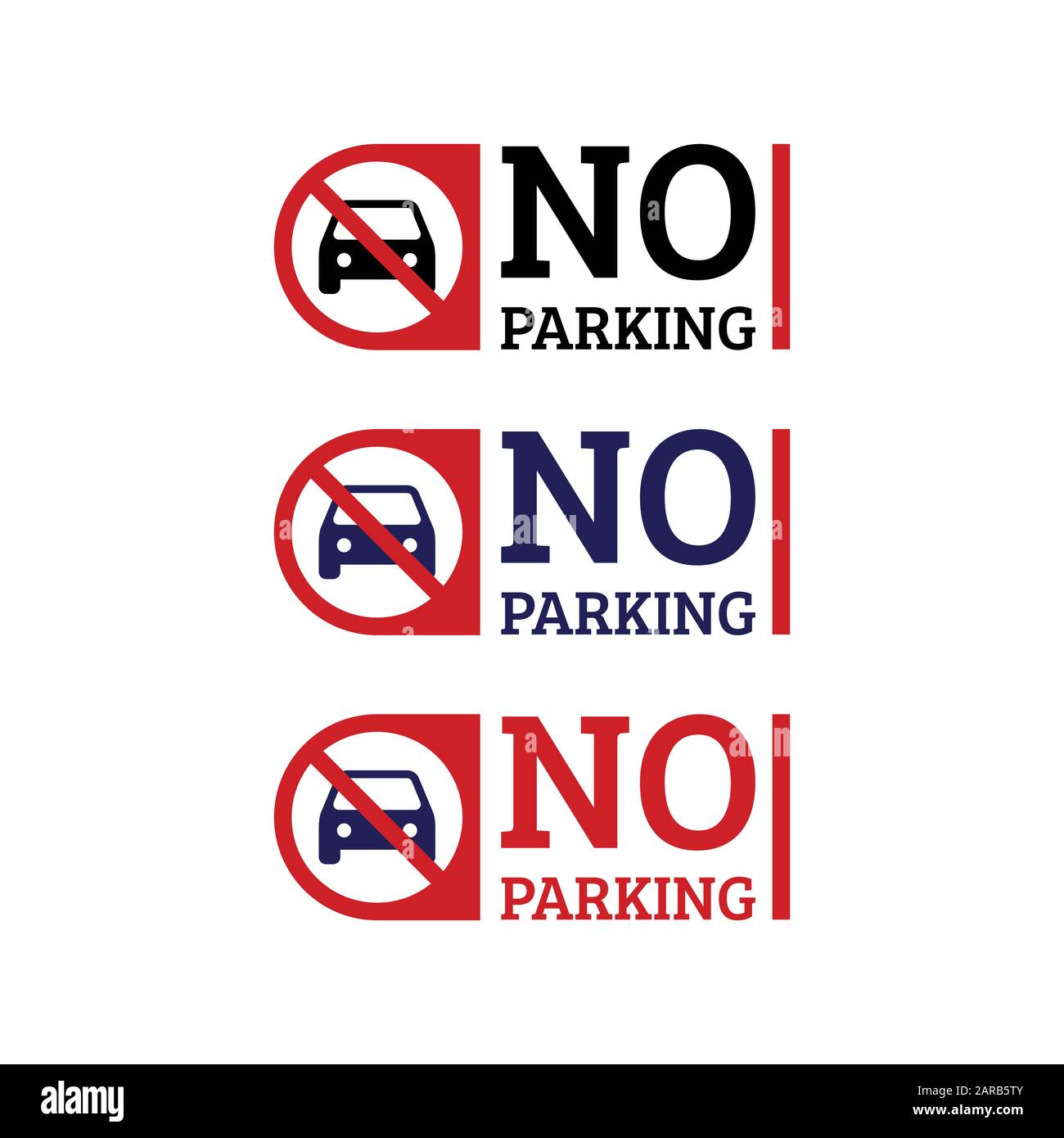 Nessuna icona del segno di parcheggio in più colori su sfondo bianco, Illustrazione Vettoriale