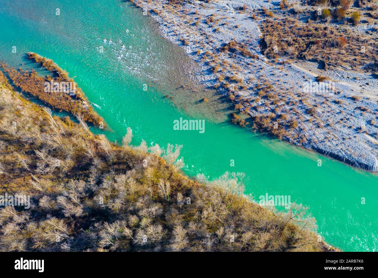 Veduta aerea di un fiume. Foto Stock