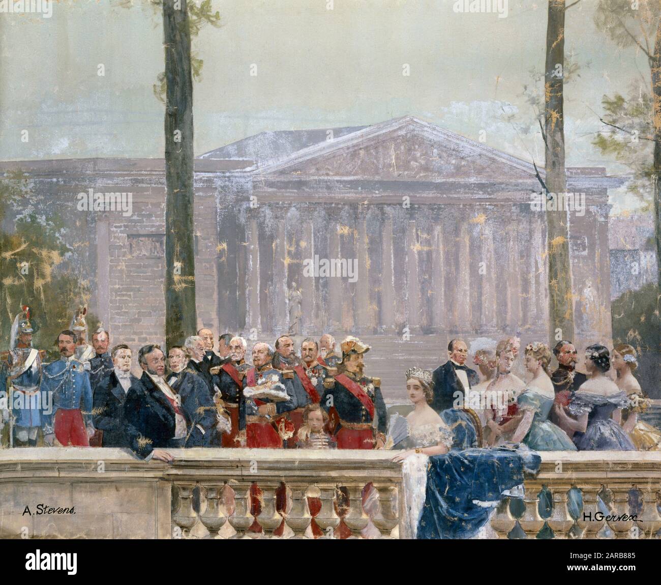 Henri Gervex , il Panorama del secolo: La famiglia imperiale circondata da molte personalità del Secondo Impero di fronte al palazzo borbonico nel 1889 Foto Stock