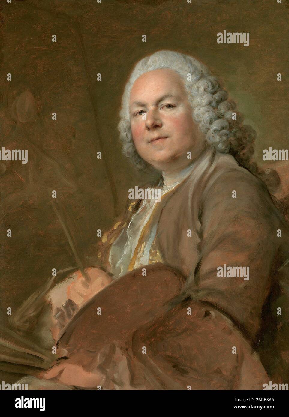 Louis Tocqué ( 1696–1772) , Ritratto di Jean Marc Nattier (1685–1766) ( olio su tela 0,77 x 0,59) Foto Stock