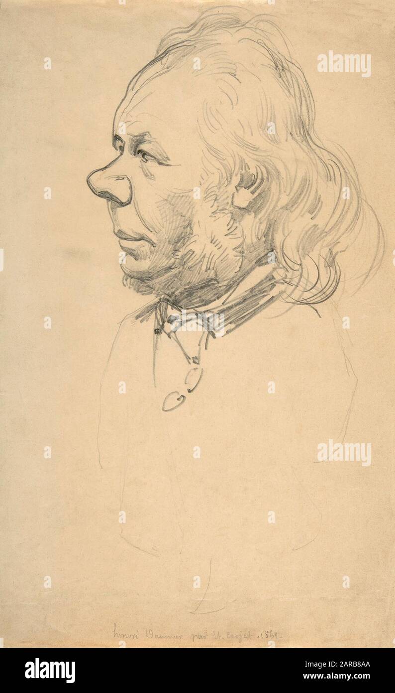 Etienne Carjat ( 1828–1906 ) , ritratto di Honoré Daumier ( 1808–1879 ) 1861 ( 0,30 x 0,19 ) Foto Stock