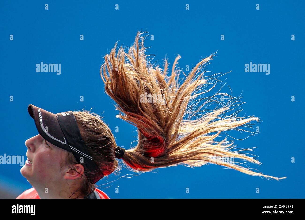 Melbourne, Australia. 27th Gen 2020. Melodie Collard compete durante la partita di Singles delle Junior Girls al torneo di tennis australiano Open di Melbourne, Australia, il 27 gennaio 2020. Credito: Bai Xuefei/Xinhua/Alamy Live News Foto Stock