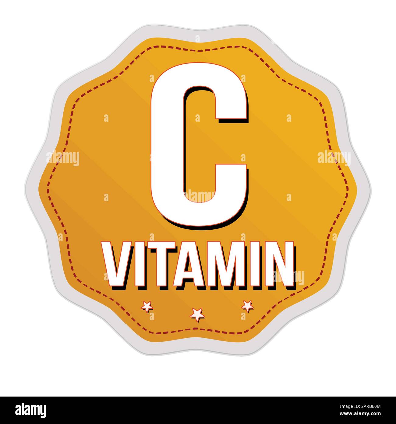 C etichetta Vitamina o adesivo su sfondo bianco, illustrazione vettoriale Illustrazione Vettoriale