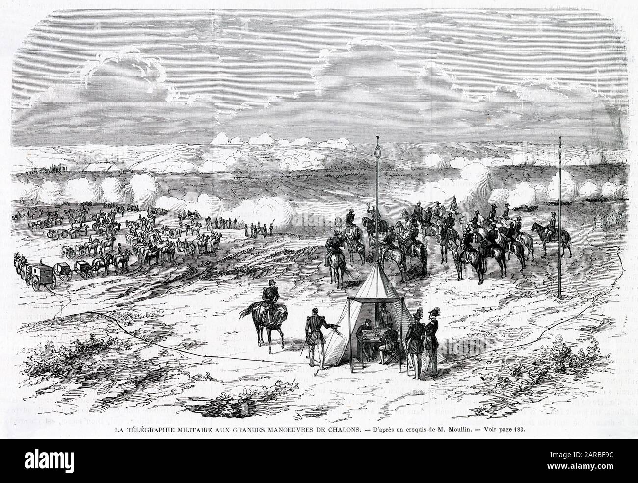 Telegrafo elettrico utilizzato dall'esercito francese, 1862 Foto Stock