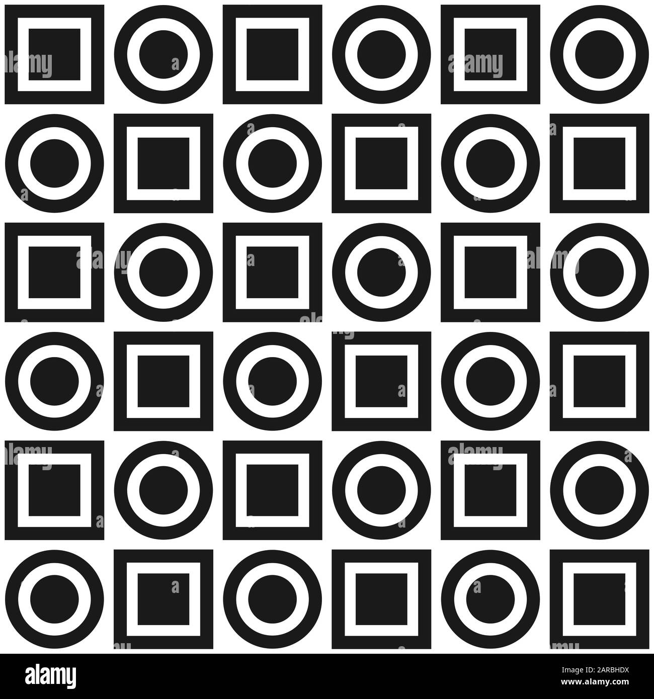 Modello di stock geometrico vettoriale senza cuciture di cerchi e quadrati di diverse dimensioni per tessuti, imballaggi, stampa su carta, sfondi semplici e testo Illustrazione Vettoriale