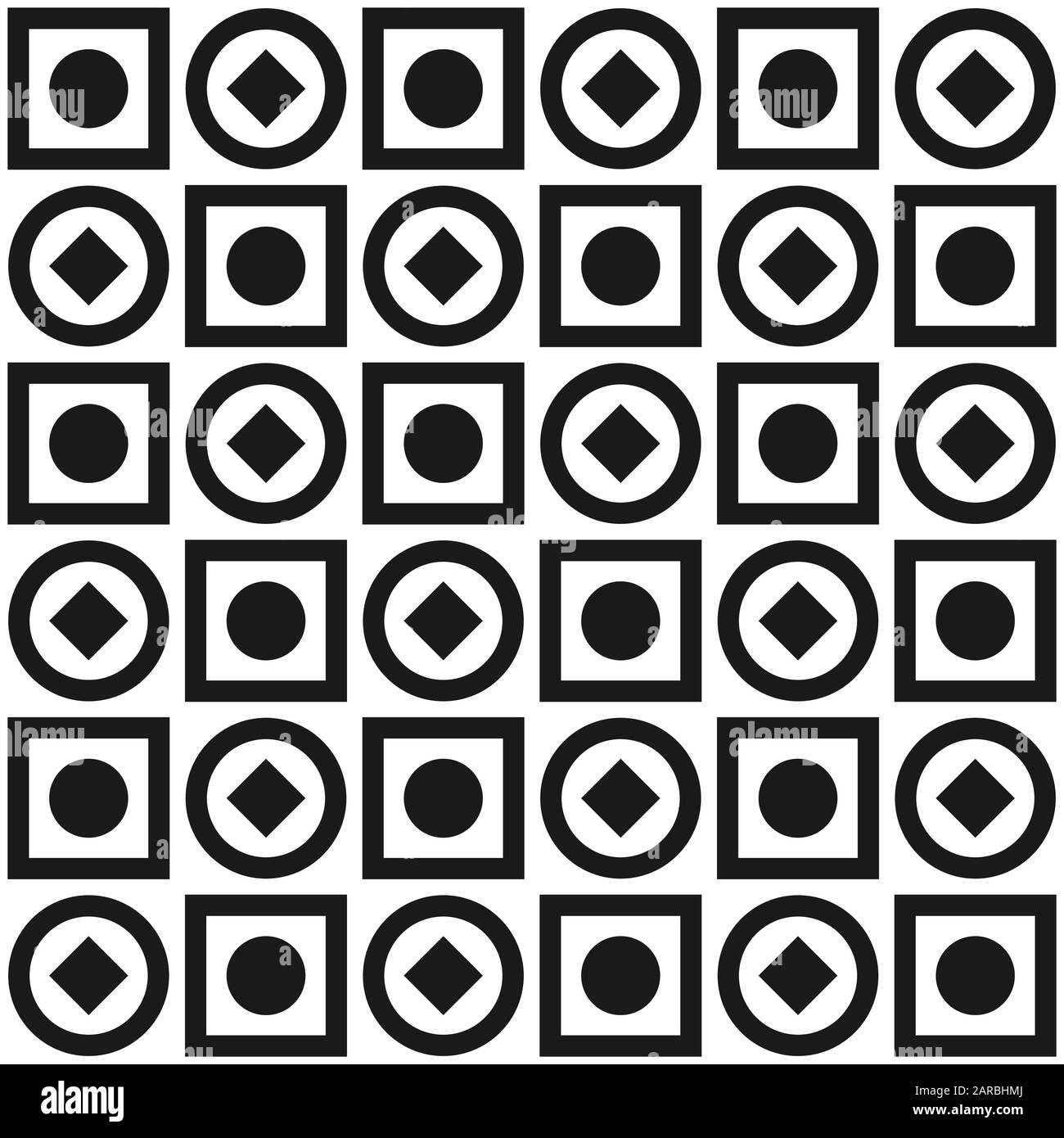 Modello di stock geometrico vettoriale senza cuciture di cerchi e quadrati di diverse dimensioni per tessuti, imballaggi, stampa su carta, sfondi semplici e testo Illustrazione Vettoriale