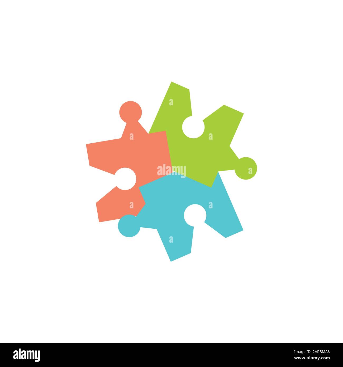 puzzle collegato colorato vettore di logo geometrico Illustrazione Vettoriale