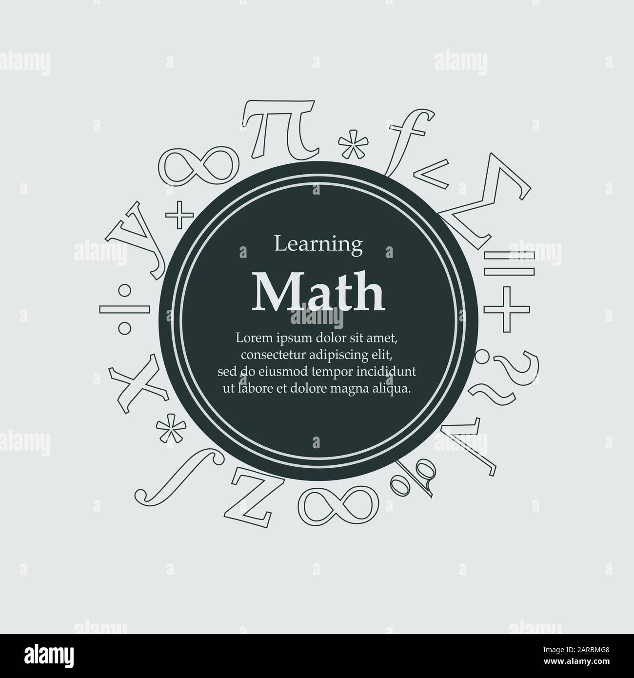 Apprendimento banner matematica copertina modello per esigenze educative, con elementi matematici. Illustrazione vettoriale Illustrazione Vettoriale