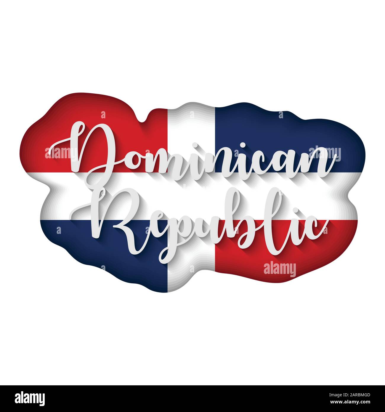 Repubblica Dominicana scritta sulla bandiera, illustrazione vettoriale, bandiera internazionale Illustrazione Vettoriale