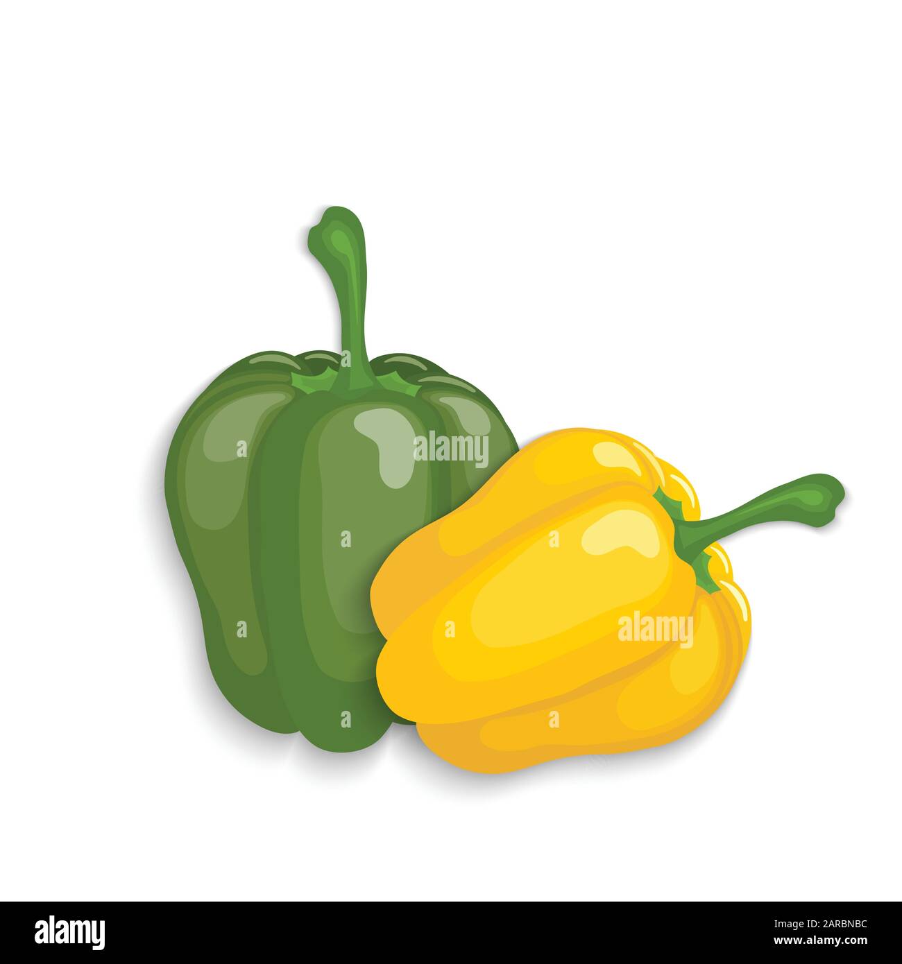 Peperoni gialli e verdi realistici, illustrazione vettoriale Illustrazione Vettoriale