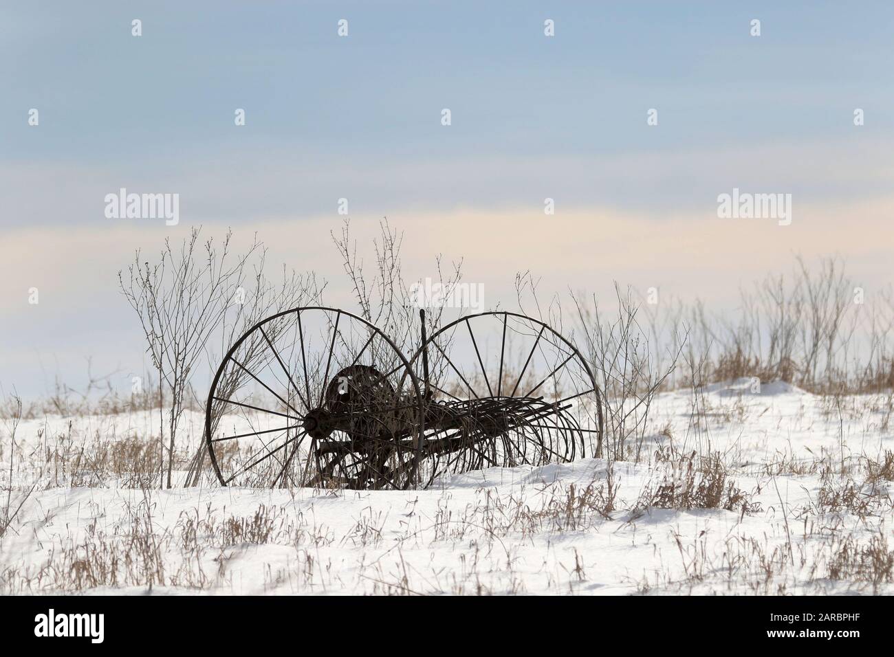Macchine agricole nella neve Foto Stock