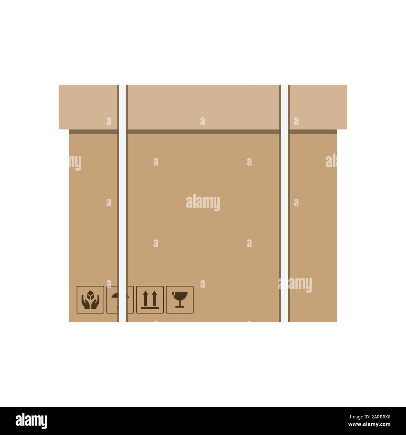 Carico. Scatole di cartone con segni fragili e nastro adesivo. In Movimento. Illustrazione del vettore Illustrazione Vettoriale