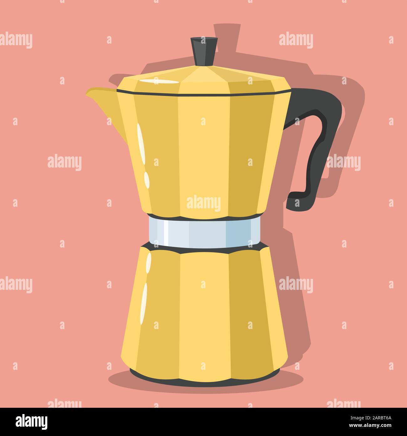 Caffè. Macchina per il caffè vintage giallo geyser Illustrazione Vettoriale