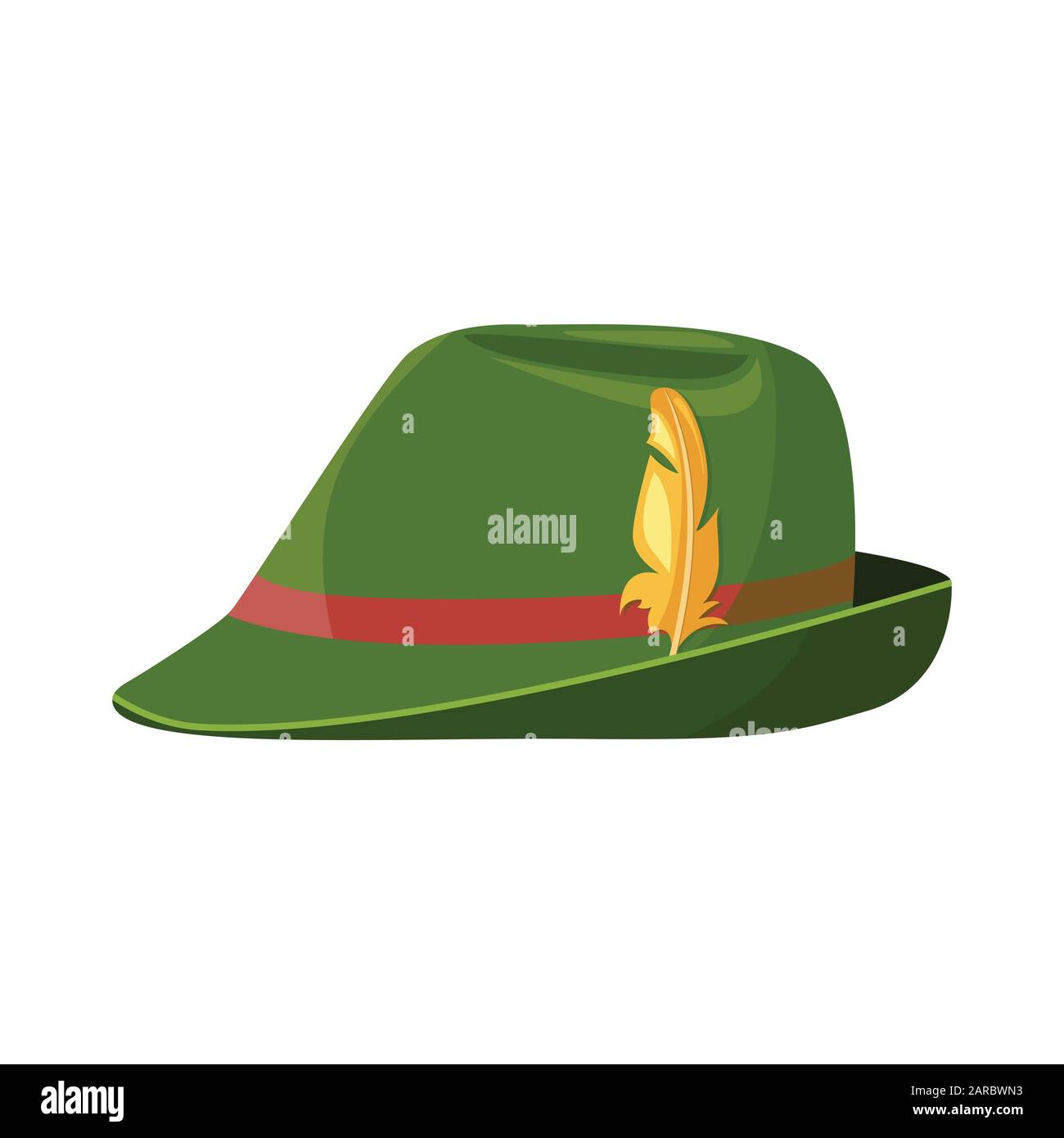 Cappello verde tirolese bavarese con piuma. Illustrazione vettore cartone  animato Immagine e Vettoriale - Alamy