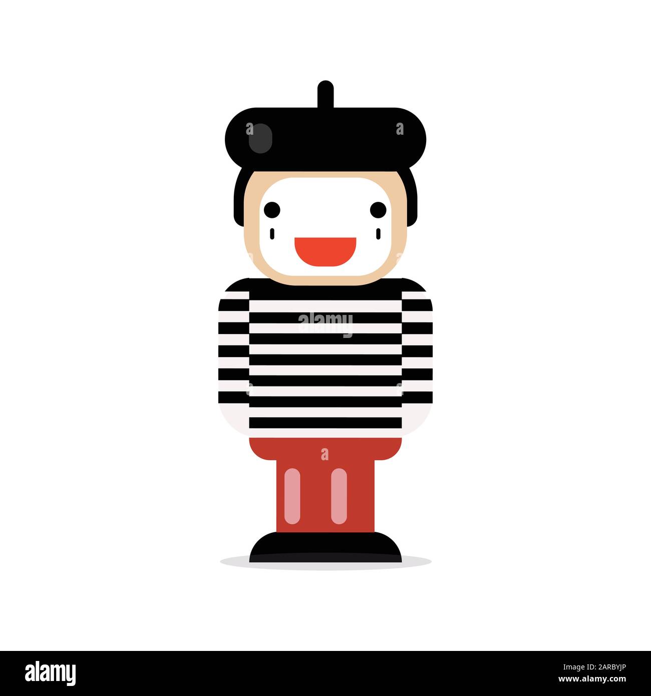 Icona piatta del mime. Cartoon personaggio pantomime. Illustrazione vettoriale Illustrazione Vettoriale