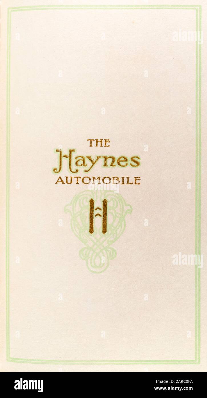 Haynes Automobile, marchio di fabbrica e logo nel 1900s dal 1909 catalogo commerciale, illustrazione 1909 Foto Stock