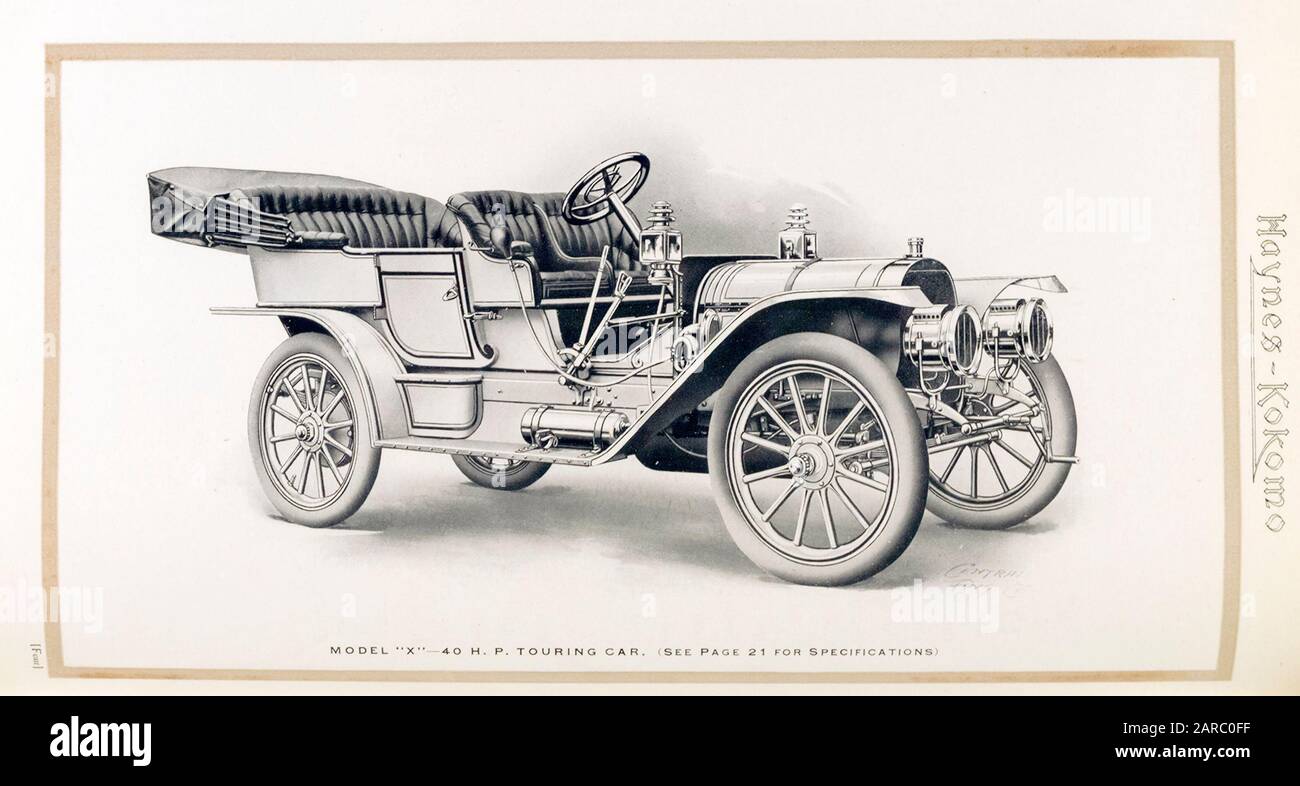 Auto d'epoca, Haynes Model X 40hp da turismo dal catalogo commerciale, illustrazione 1909 Foto Stock