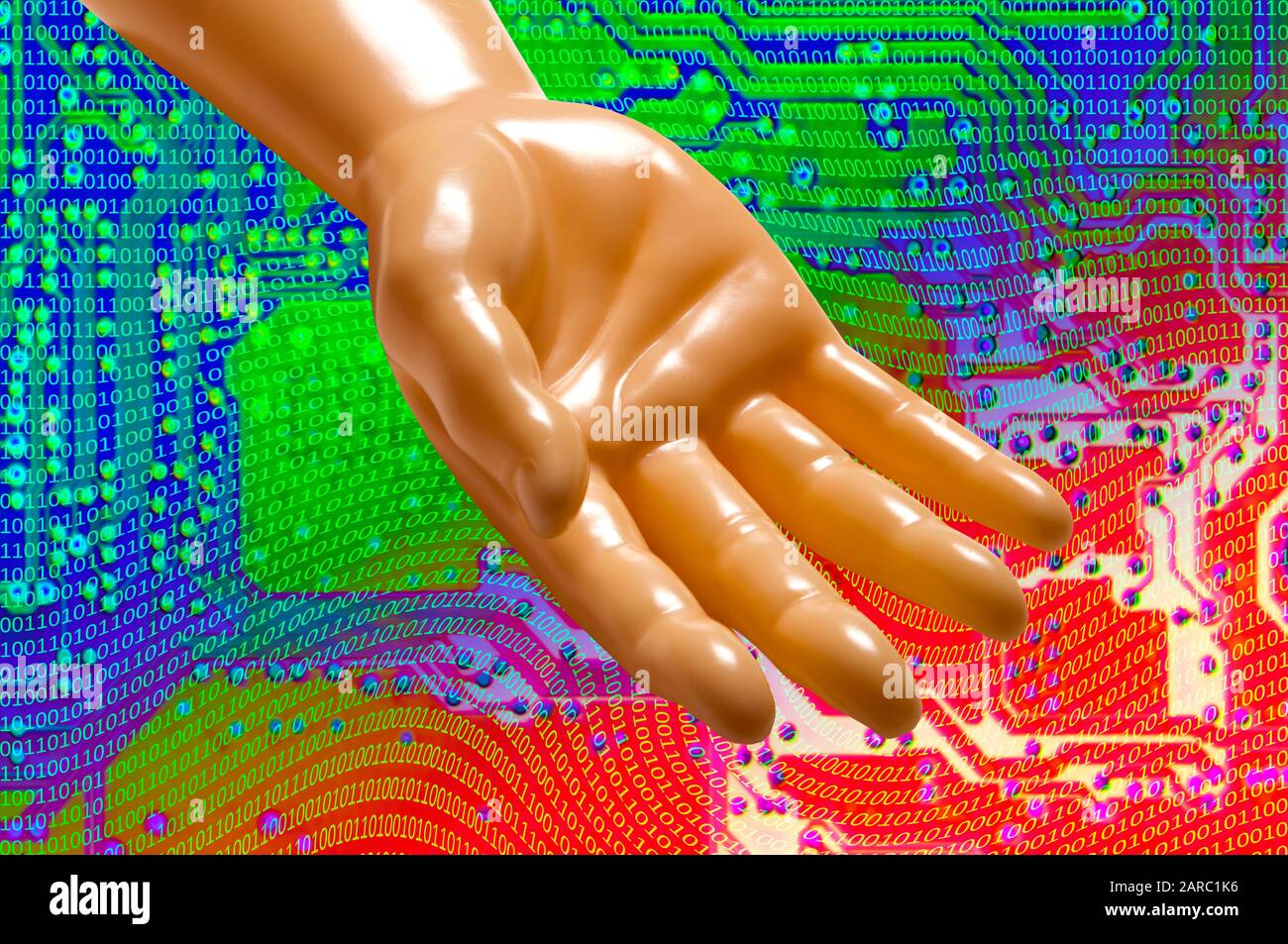 Braccio e mano protesici. Foto Stock