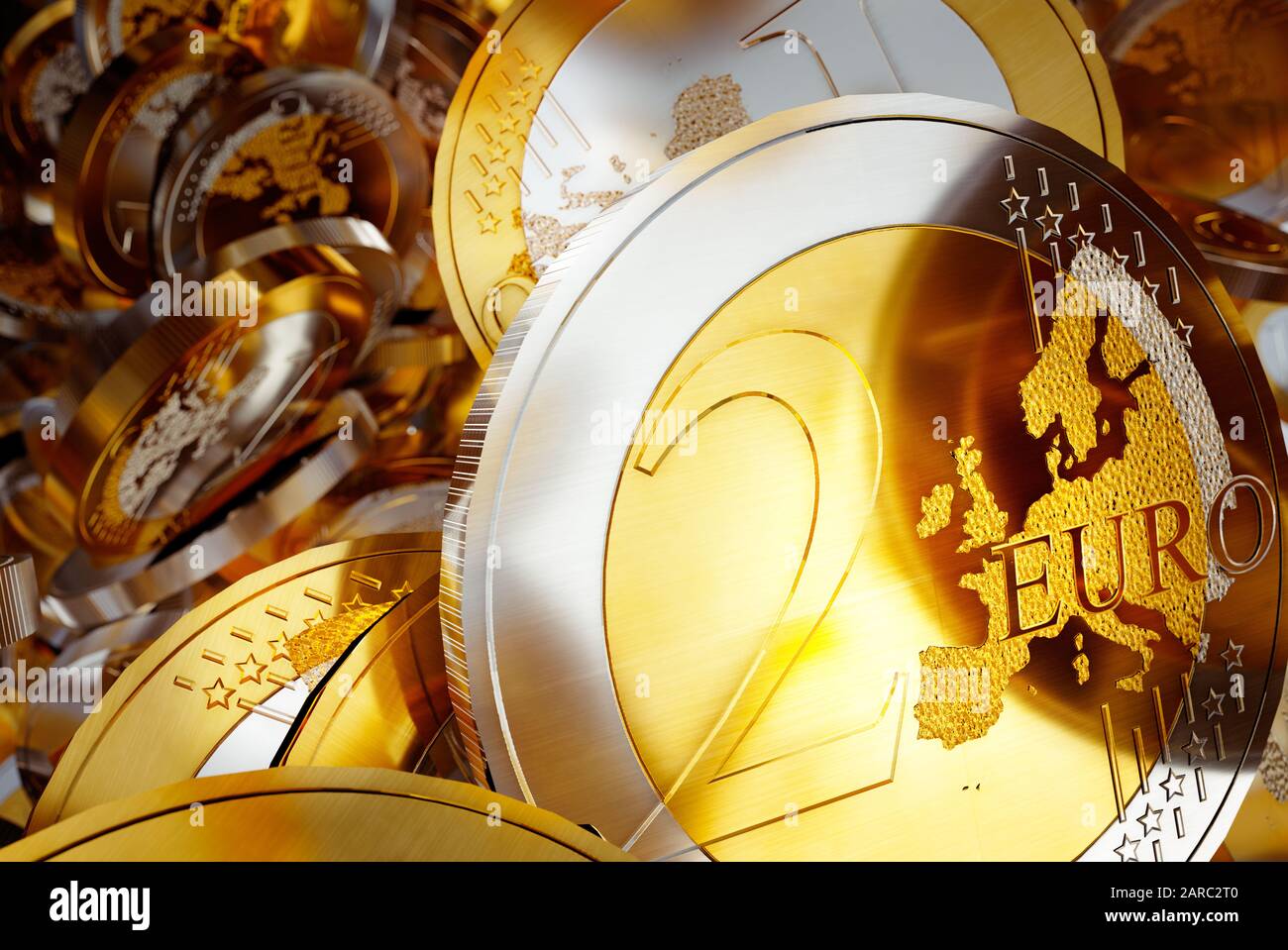 Euro monete illustrazione di fondo Foto Stock