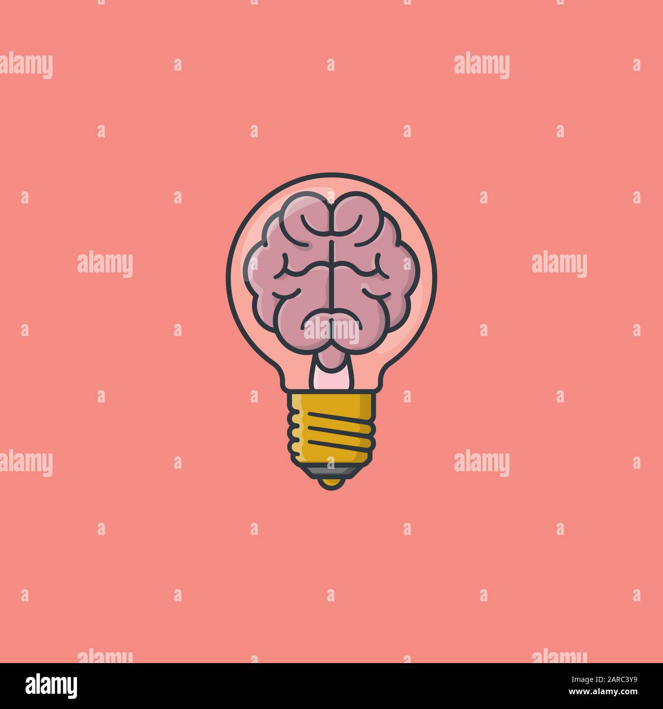 Cervello in lampadina. Illustrazione dei vettori innovativi per la Giornata dell'innovazione il 16 febbraio. Simbolo del colore della creatività. Illustrazione Vettoriale