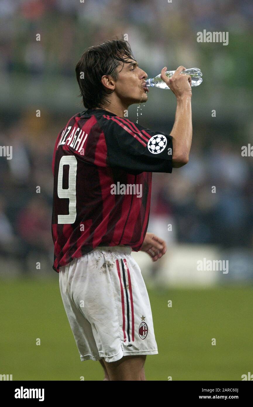 Milano Italia 07 Maggio 2003, Stadio 'G.MEAZZA SAN SIRO', UEFA Champions League 2002/2003, AC Milan - FC Inter: Filippo Inzaghi durante la partita Foto Stock